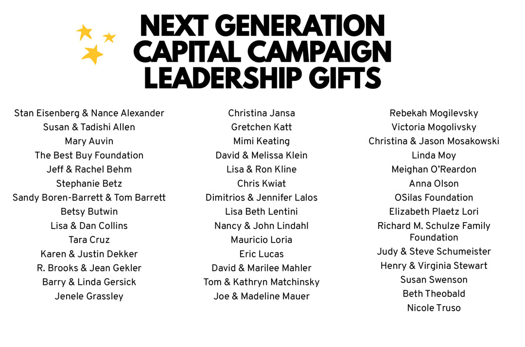 NEXT GENERATION CAPITAL CAMPAIGN LEADERSHIP GIFTS
