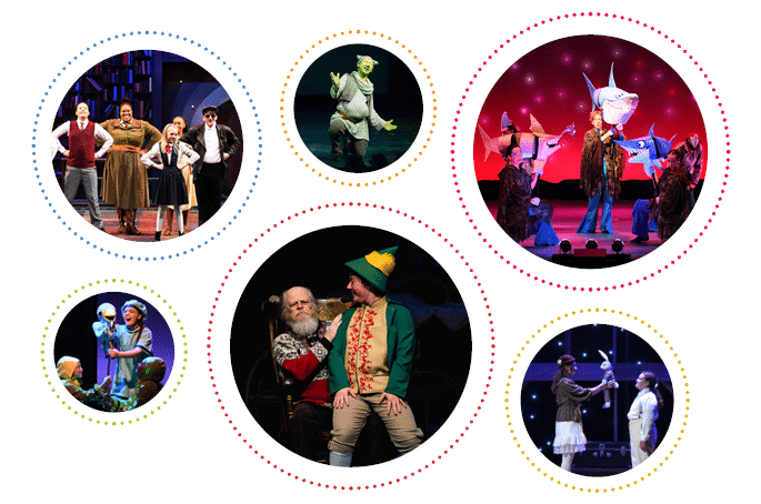 photo collage of productions at Stages Theatre Company