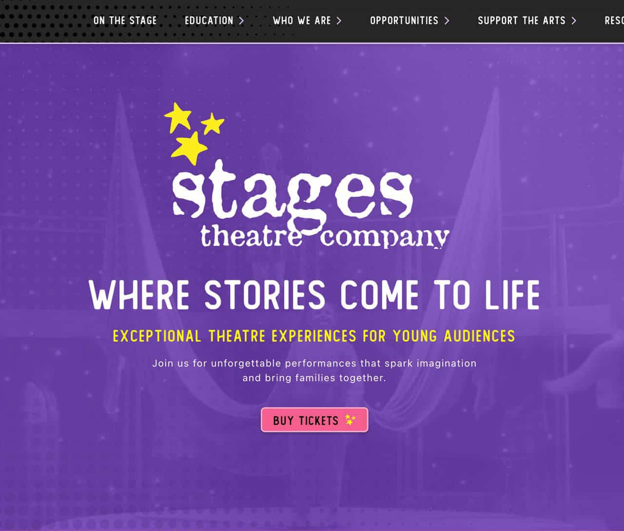 Stages Theatre Company website screenshot